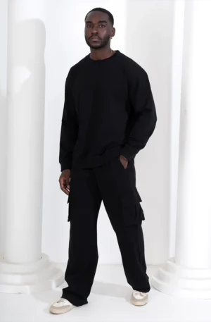 Men Premium Terry Co-ord Set - Black
